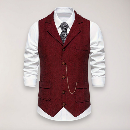 Slim Fit Herringbone Vest for Men