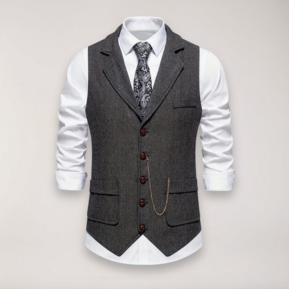 Slim Fit Herringbone Vest for Men - OutfitLondon