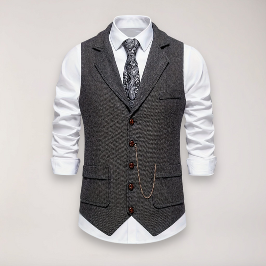 Slim Fit Herringbone Vest for Men - OutfitLondon