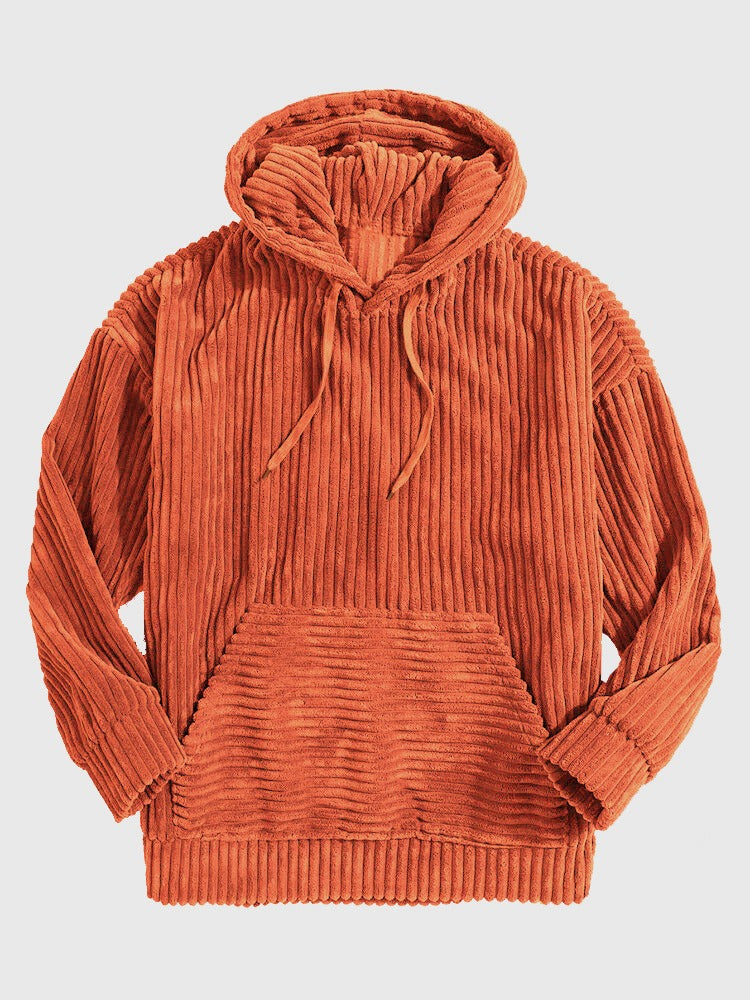 Comfortable Men's Corduroy Hoodie with Pocket - OutfitLondon