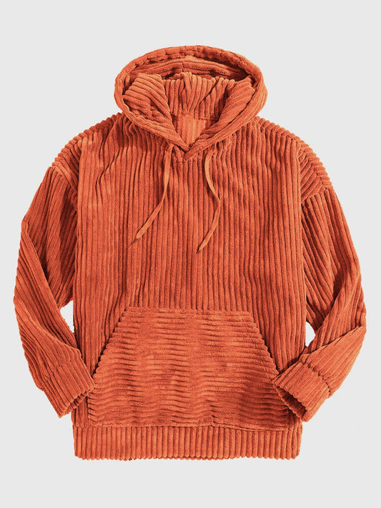Comfortable Men's Corduroy Hoodie with Pocket - OutfitLondon