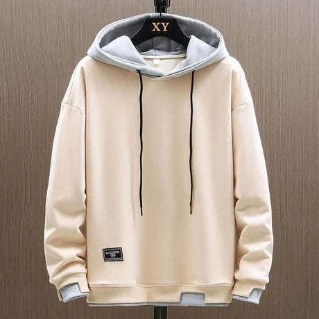 Men’s Hoodie – Oversized Fit – Double Hood – Ribbed Cuffs – Layered Hem – Cotton Blend