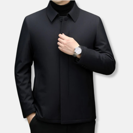 Warm Insulated Mens Coat Regular Fit Button Front - OutfitLondon