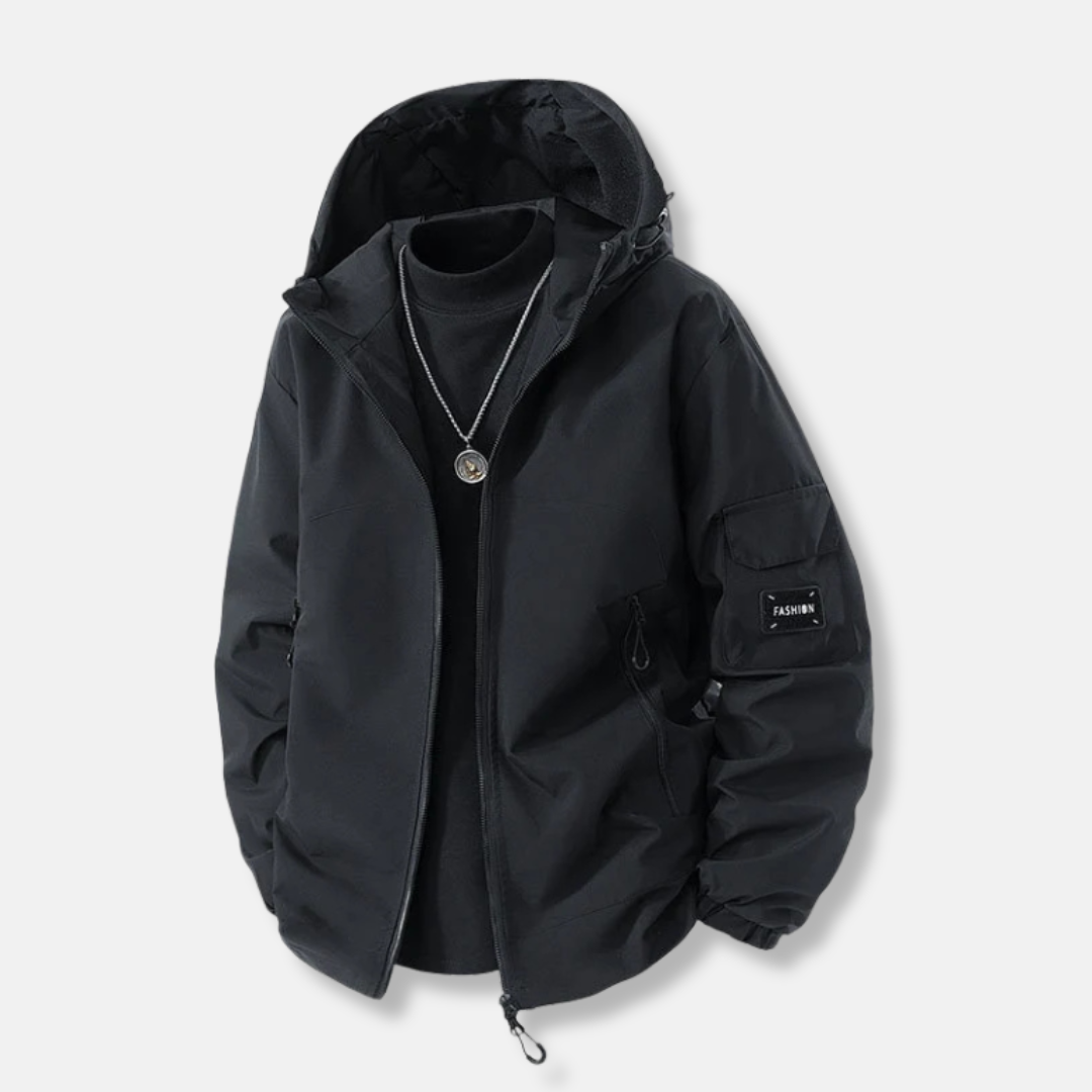 Men’s Jacket – Relaxed Fit – Hooded with Adjustable Hem – Zip Pockets – Wind Resistant