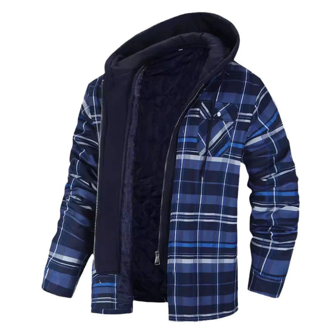 Casual Plaid Hoodie with Faux Fur Lining - OutfitLondon