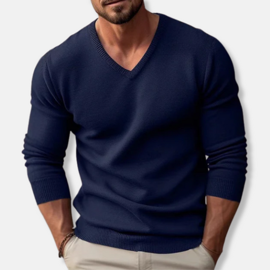 Classic Fit Men's V Neck Cotton Sweater - OutfitLondon