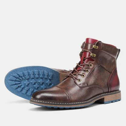 Men's Leather Ankle Boots - Classic Toe, Waterproof Sole