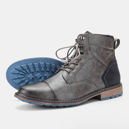 Men's Leather Ankle Boots - Classic Toe, Waterproof Sole - OutfitLondon