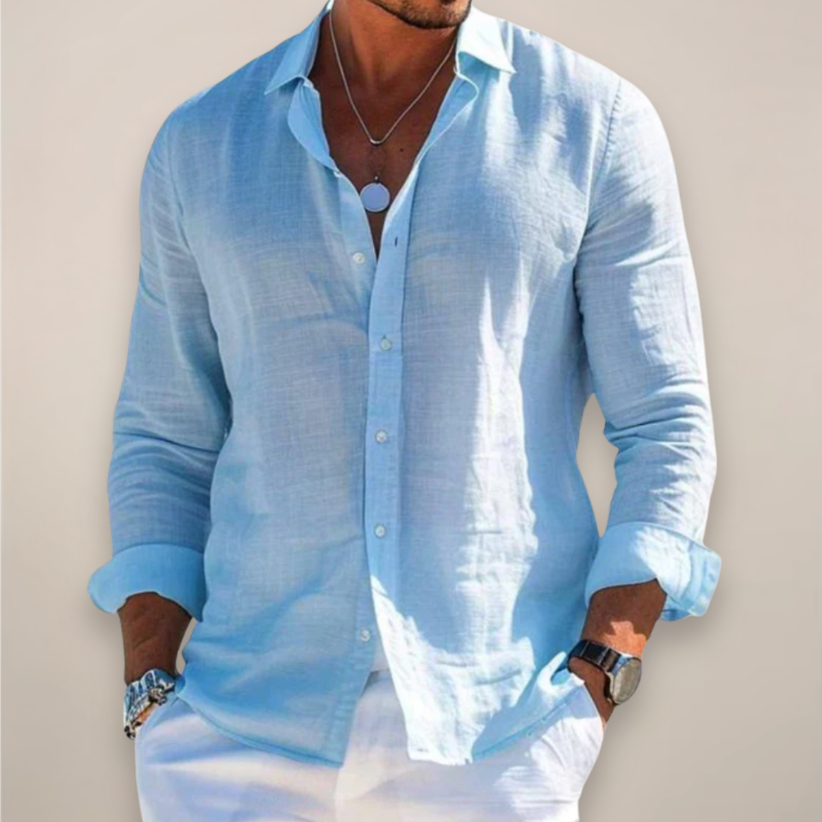 Classic Fit Linen Button Down Shirt in Various Colors