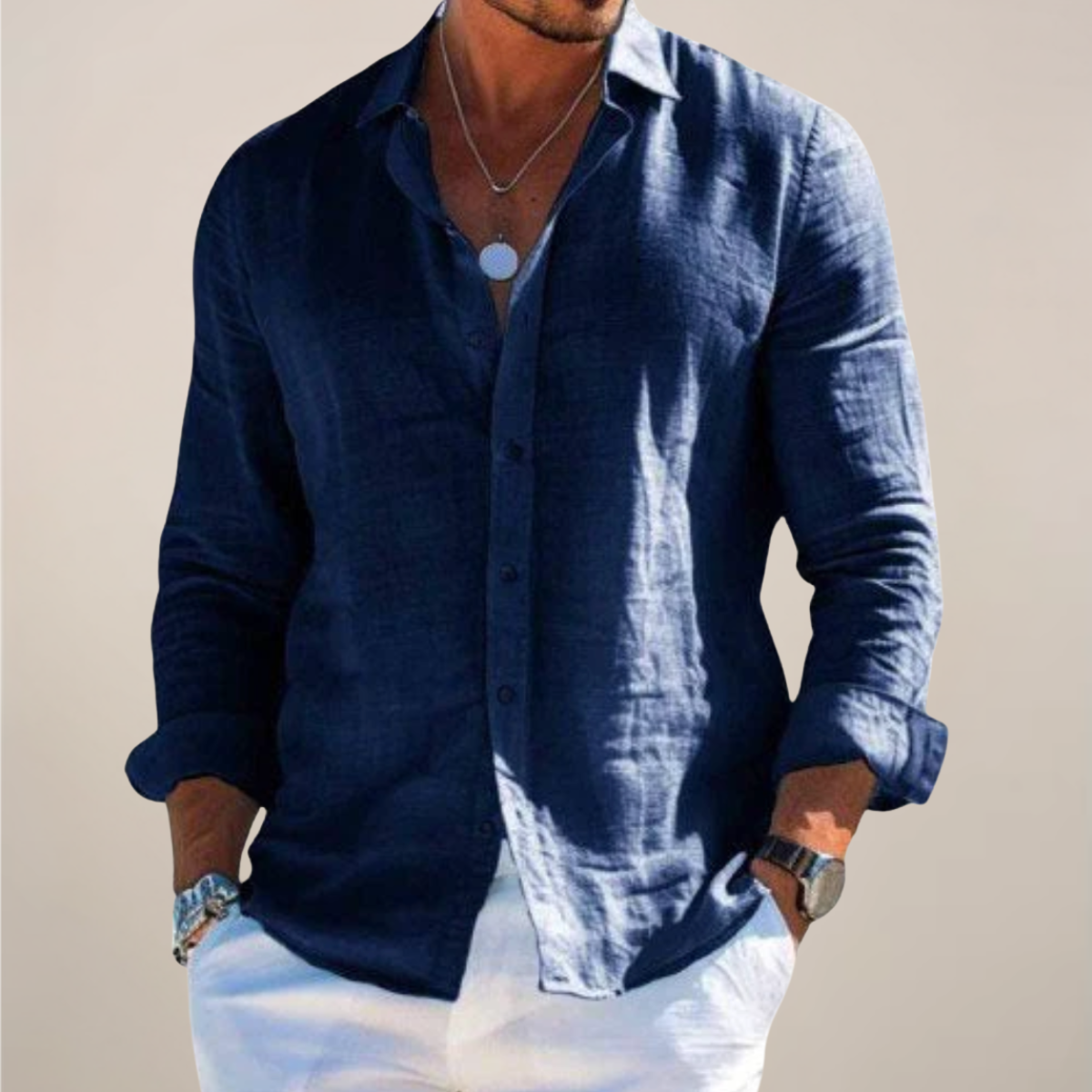 Classic Fit Linen Button Down Shirt in Various Colors