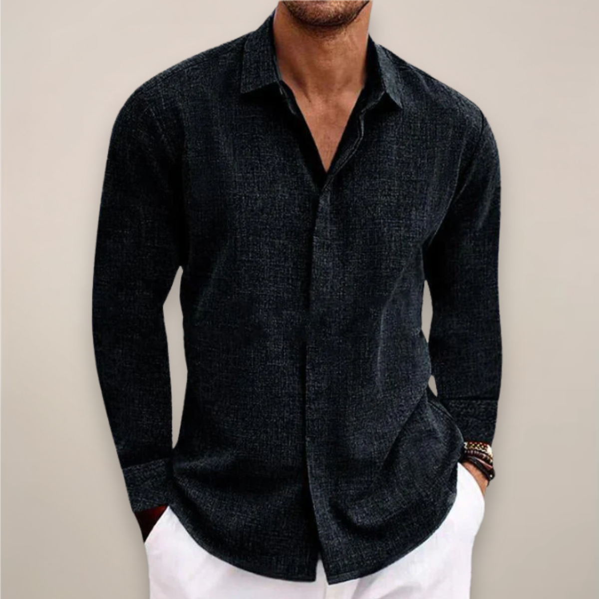Slim Fit Men's Cotton Long Sleeve Dress Shirt
