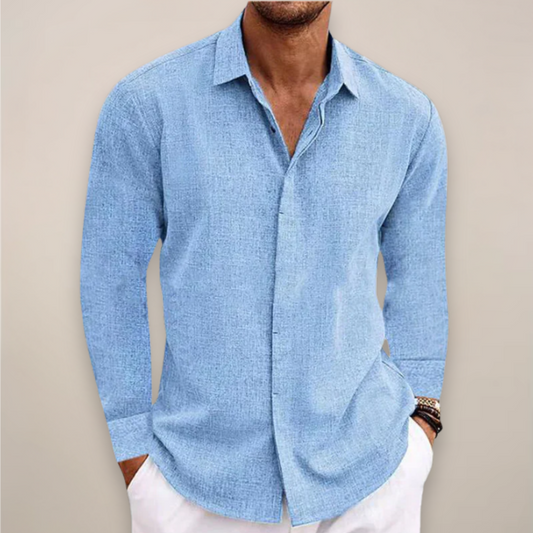 Slim Fit Men's Cotton Long Sleeve Dress Shirt - OutfitLondon