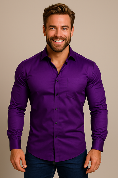 Slim Fit Men's Long Sleeve Dress Shirt