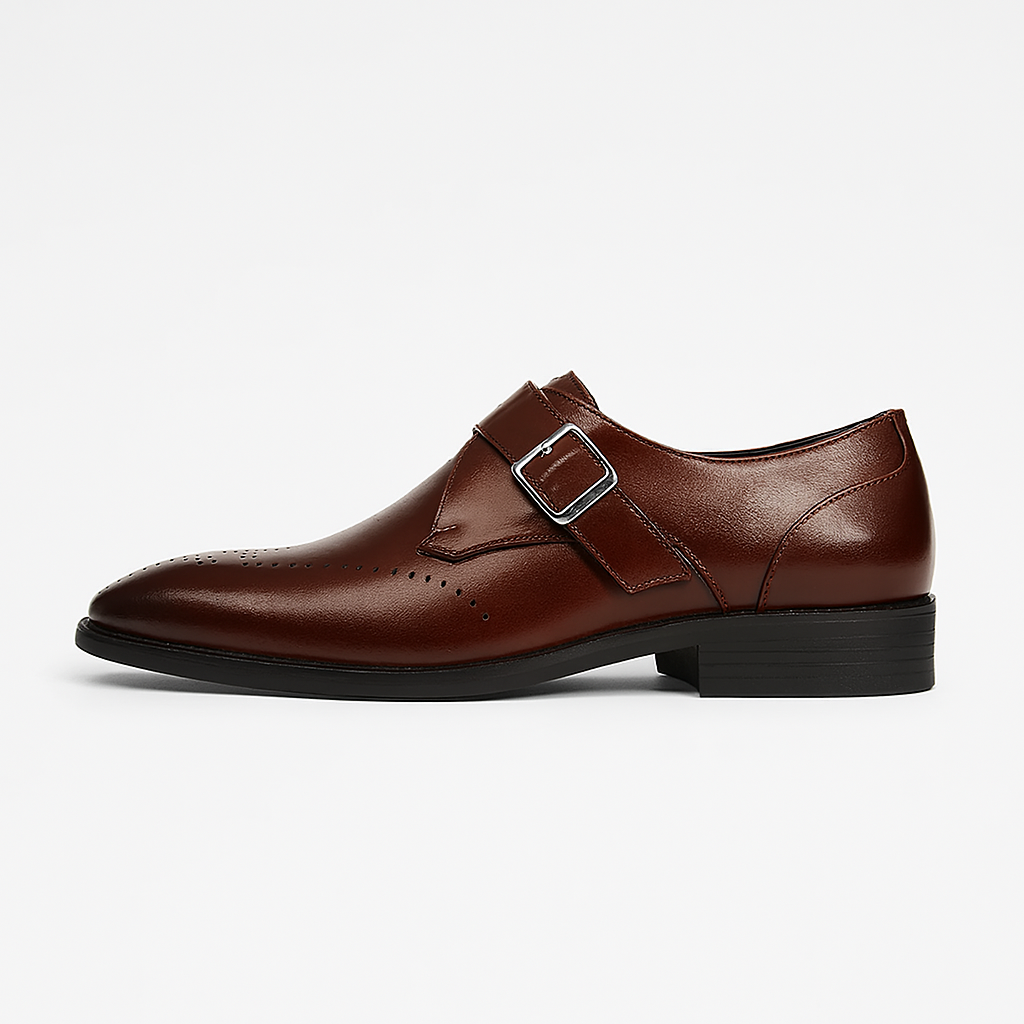 Men's Glossy Black Monk Strap Formal Shoes