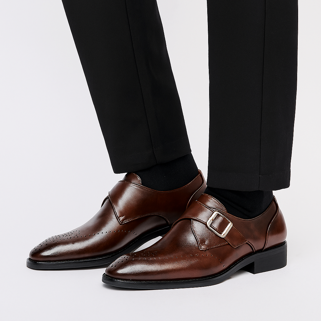 Elegant Leather Monk Strap Formal Shoes