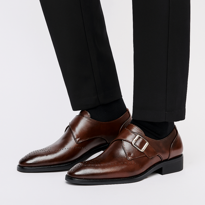 Men's Glossy Black Monk Strap Formal Shoes