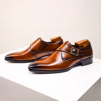 Men's Leather Monk Strap Formal Shoes - OutfitLondon