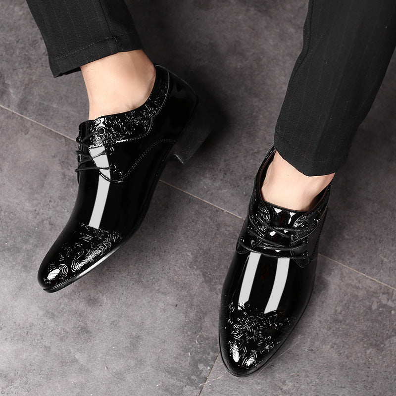 Men's Black Leather Dress Shoes - Classic Lace Up Style