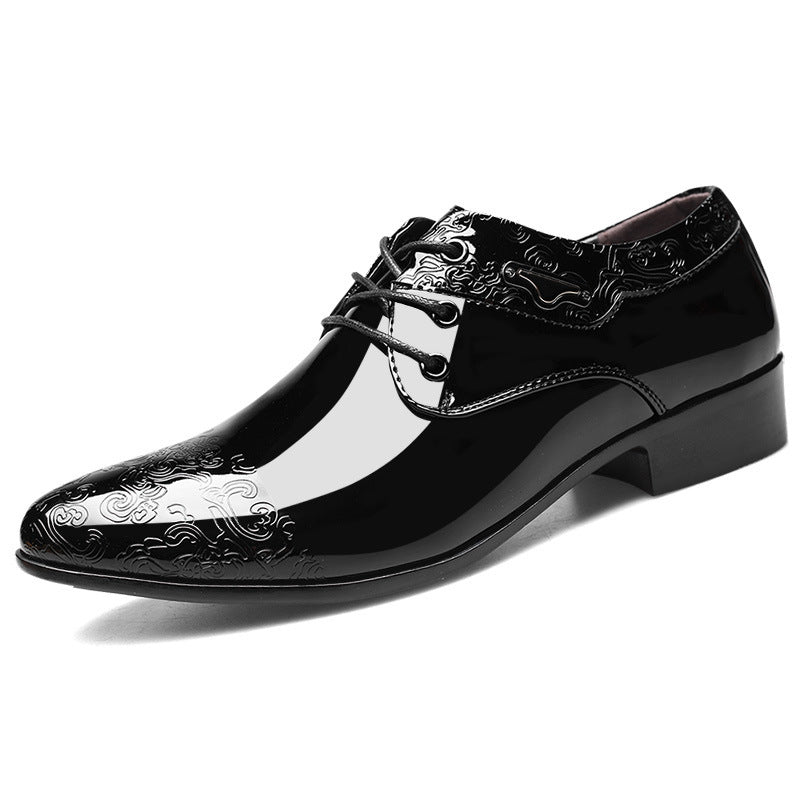 Men's Black Leather Dress Shoes - Classic Lace Up Style