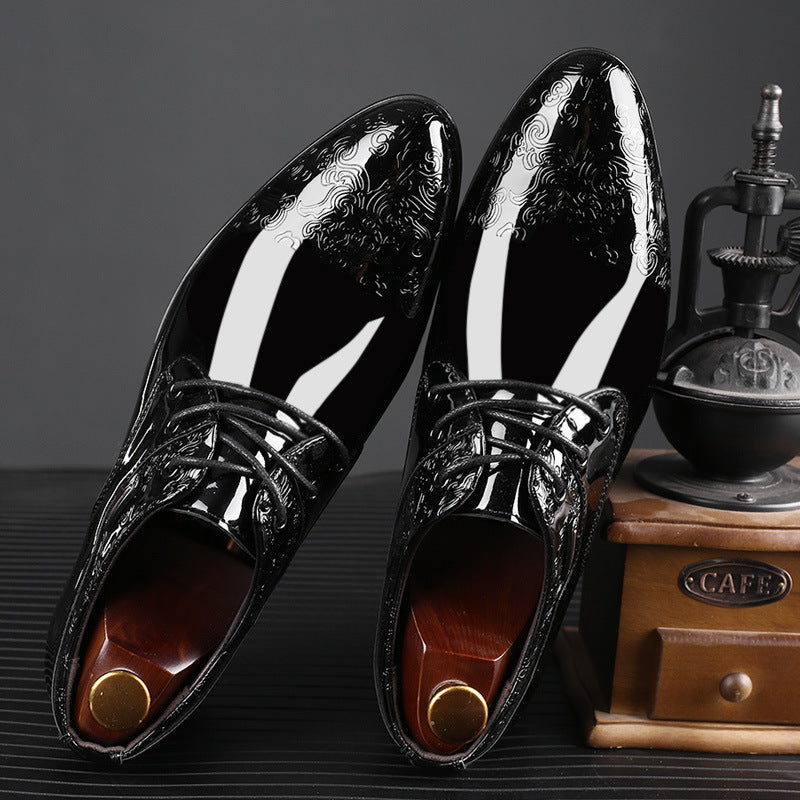 Men's Black Leather Dress Shoes - Classic Lace Up Style