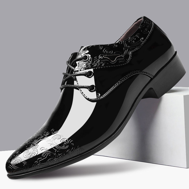 Men's Black Leather Dress Shoes - Classic Lace Up Style - OutfitLondon