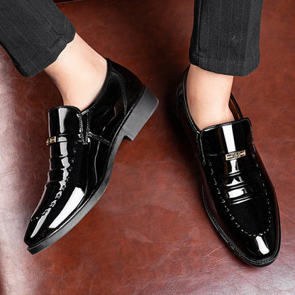 Luxury Slip-On Men's Dress Shoes - Glossy Leather Loafers