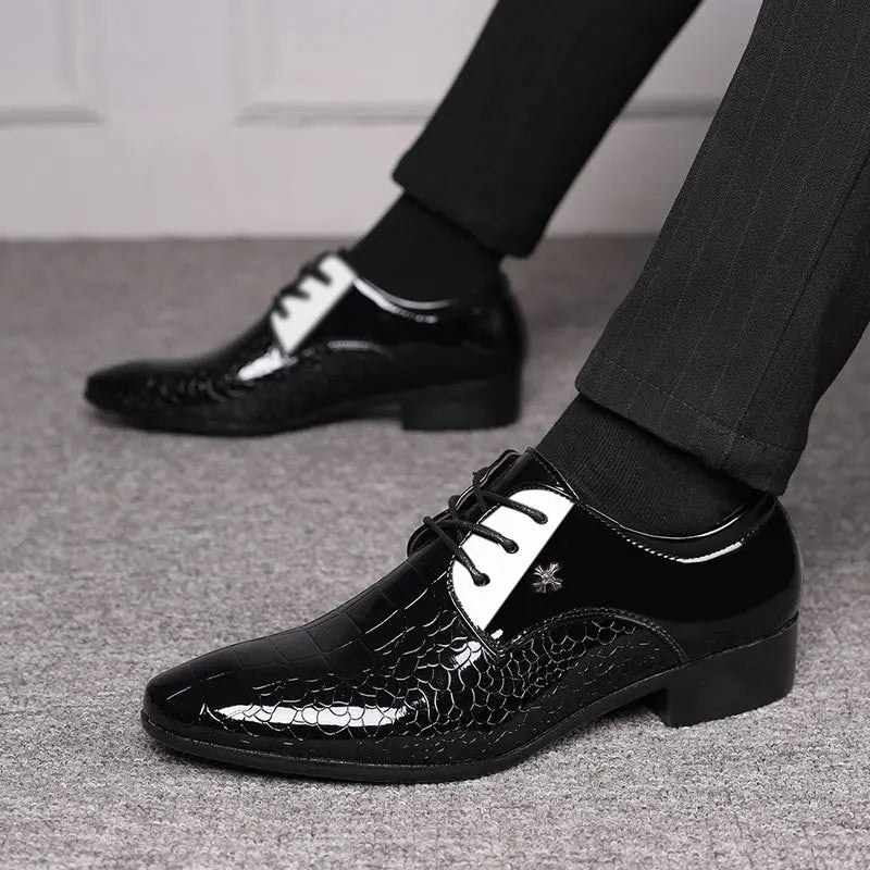 Classic Black Leather Formal Shoes - Lace Up Dress Shoes