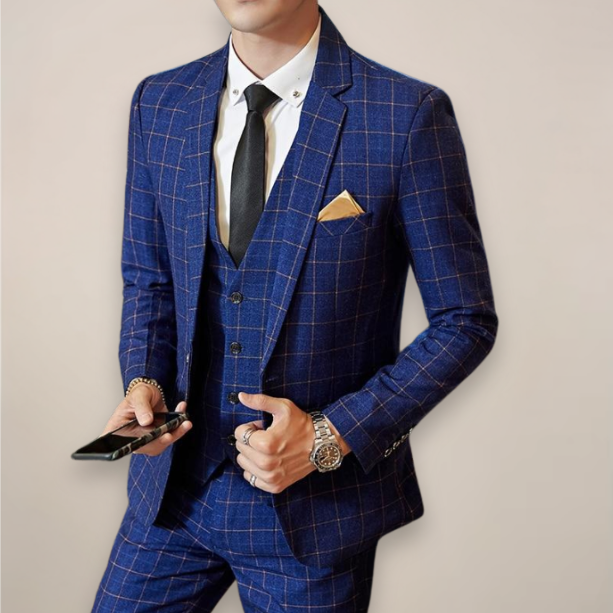 Classic Fit Checked Suit Jacket and Pants - OutfitLondon