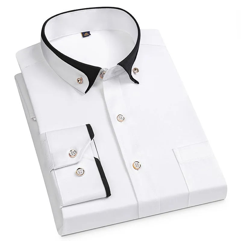 Classic Men's Two Tone Collar Dress Shirt - OutfitLondon