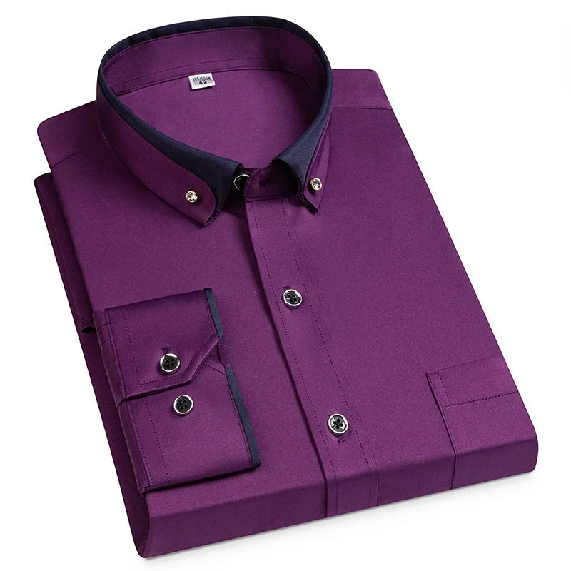 Classic Men's Two Tone Collar Dress Shirt