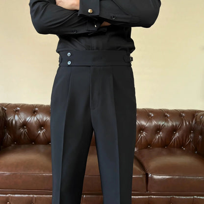 Men's Slim Fit Stretch Trousers with Adjustable Waist