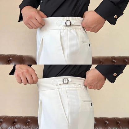 Men's Slim Fit Stretch Trousers with Adjustable Waist