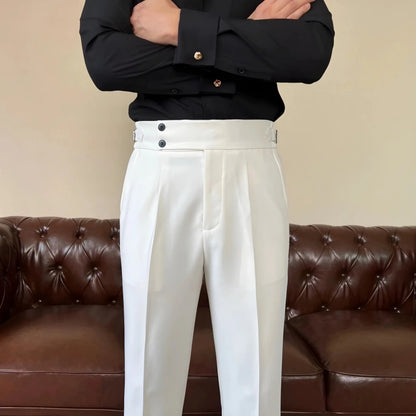 Men's Slim Fit Stretch Trousers with Adjustable Waist