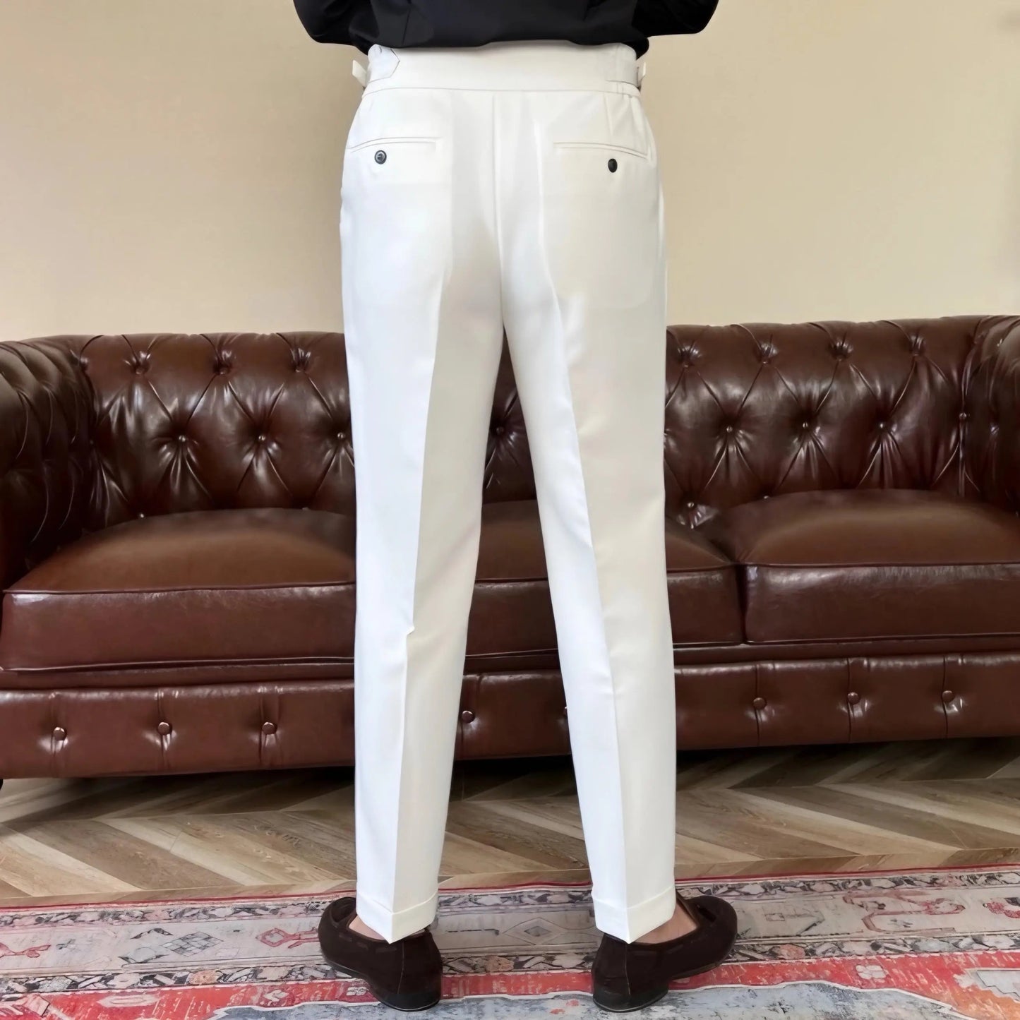 Men's Slim Fit Stretch Trousers with Adjustable Waist
