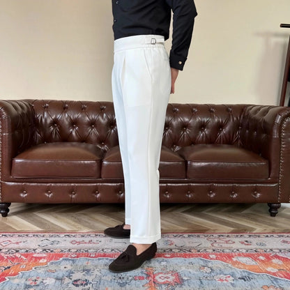 Men's Slim Fit Stretch Trousers with Adjustable Waist