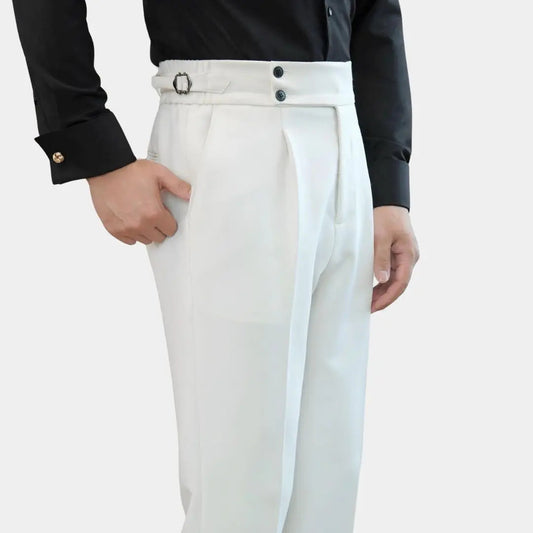Men's Slim Fit Stretch Trousers with Adjustable Waist - OutfitLondon