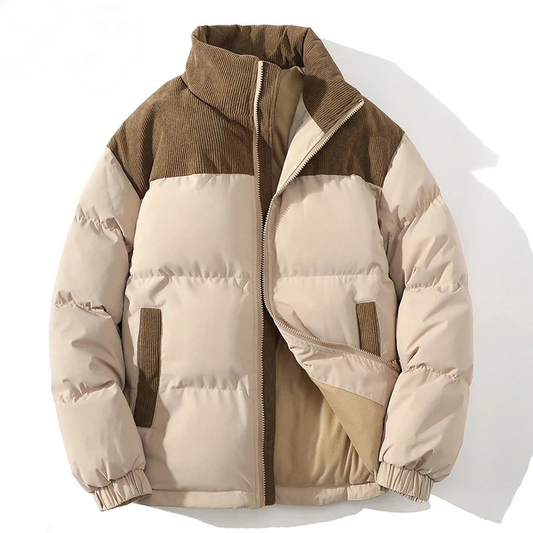 Warm Mens Quilted Puffer Coat Relaxed Fit - OutfitLondon