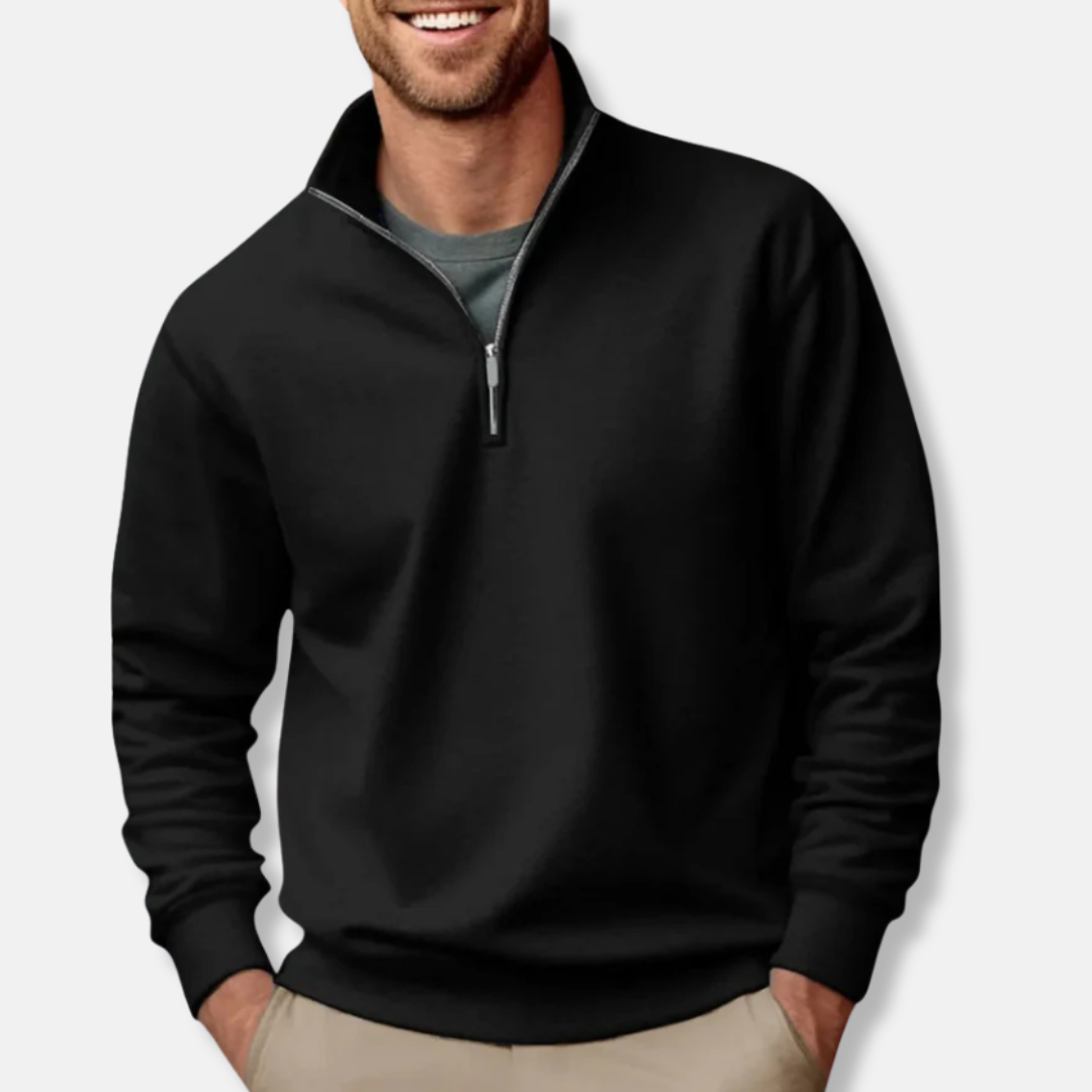 Comfy Mens Fleece Sweatshirt Half Zip Ribbed - OutfitLondon