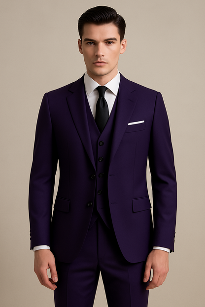 Men's Navy 3-Piece Slim Fit Suit - OutfitLondon