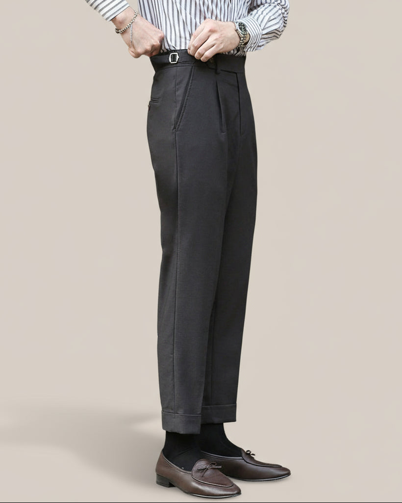 Classic Fit High Waisted Men's Trousers with Adjusters