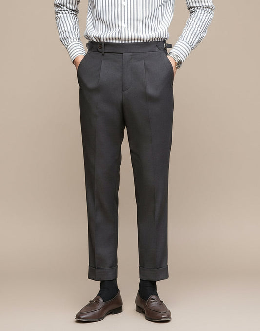 Classic Fit High Waisted Men's Trousers with Adjusters - OutfitLondon