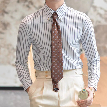 Classic Casual Striped Long Sleeve Men's Shirt