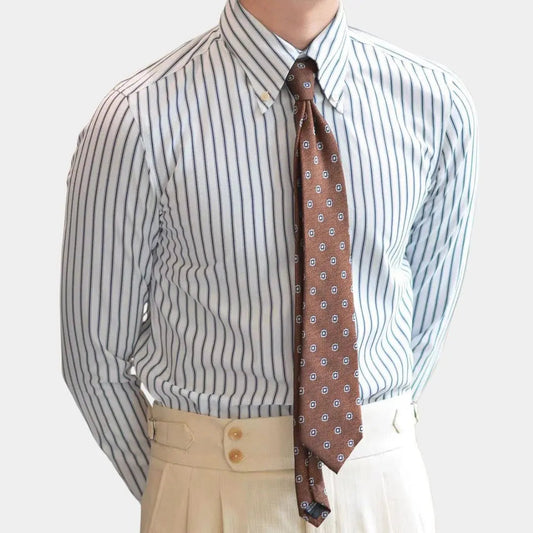 Classic Casual Striped Long Sleeve Men's Shirt - OutfitLondon