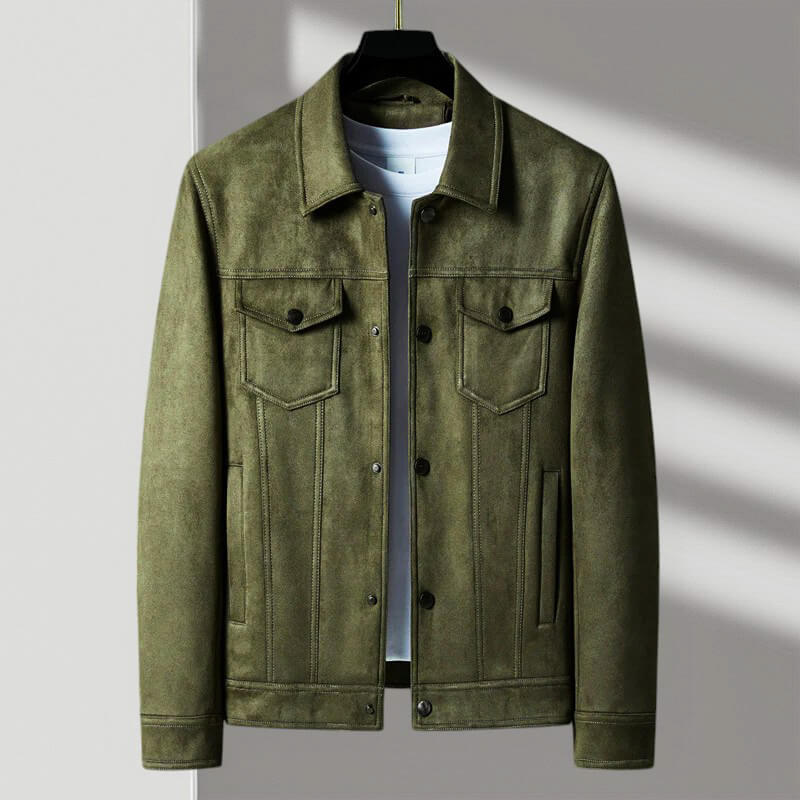 Classic Distressed Suede Leather Jacket