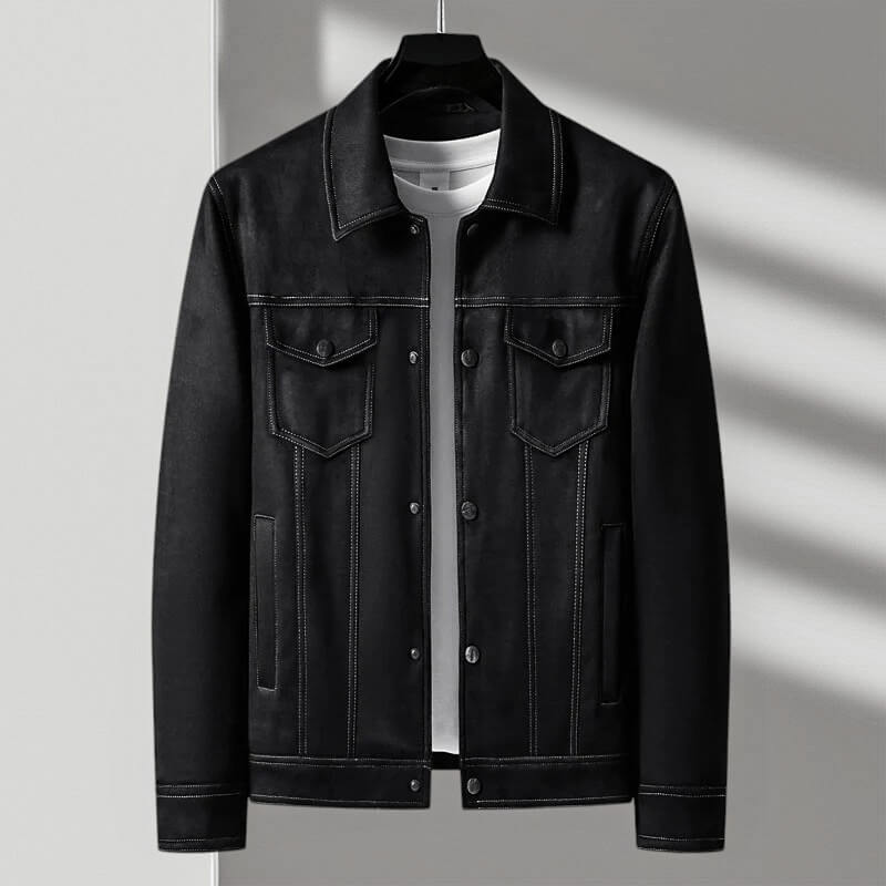 Classic Distressed Suede Leather Jacket