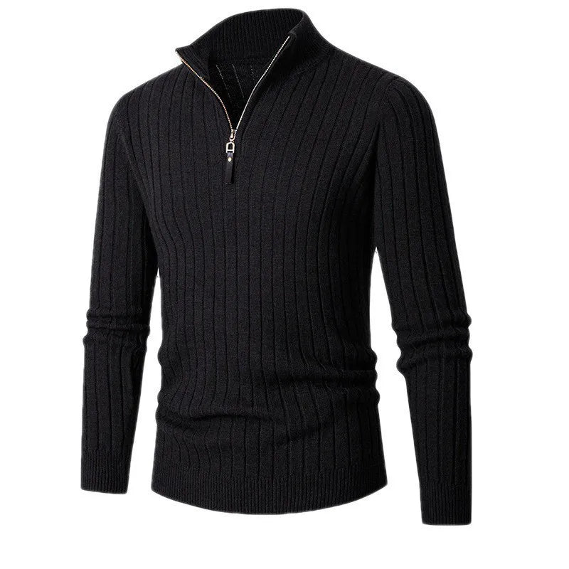 Textured Knit Half Zip Pullover Sweater