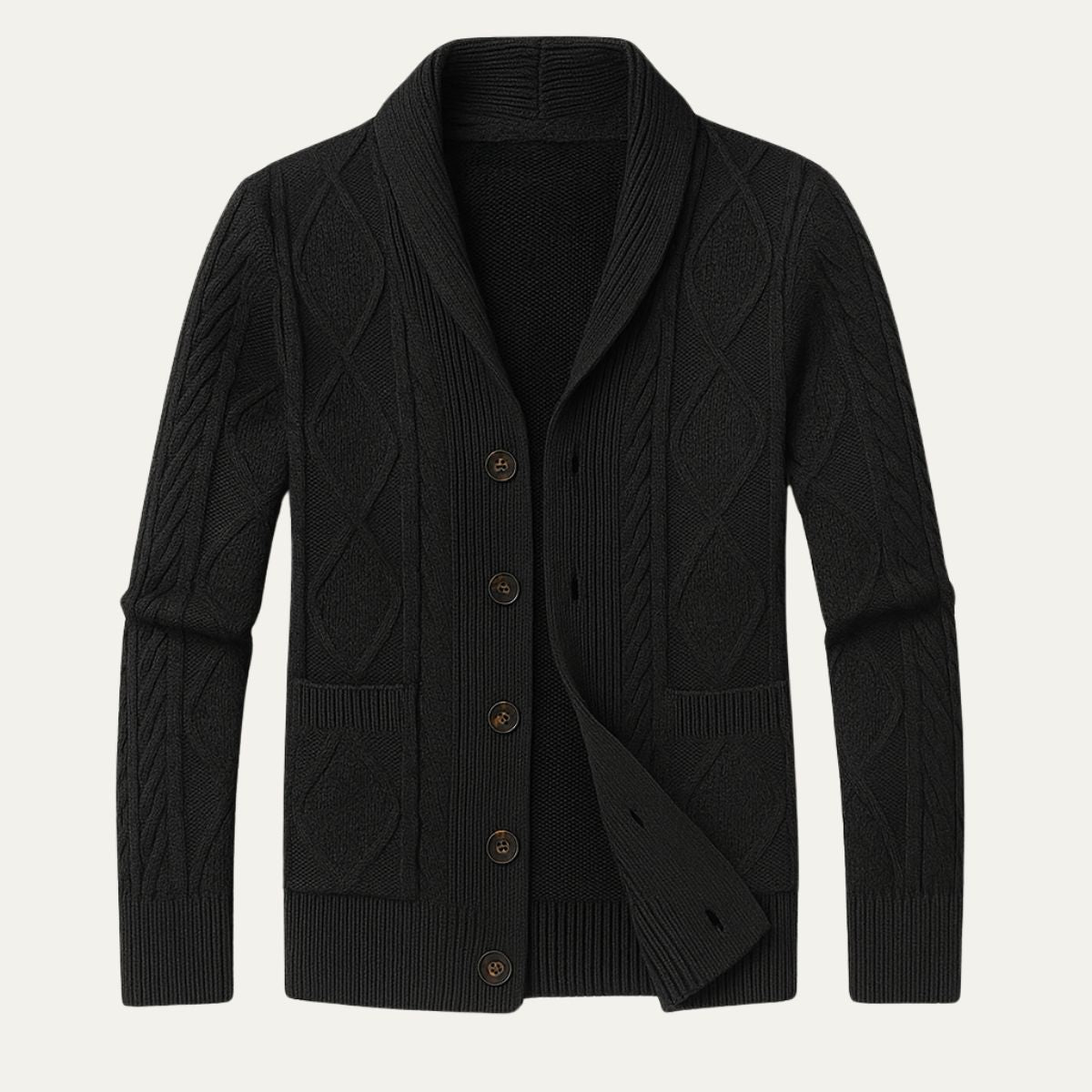 Cozy Cable Knit Crew Neck Cardigan Sweater