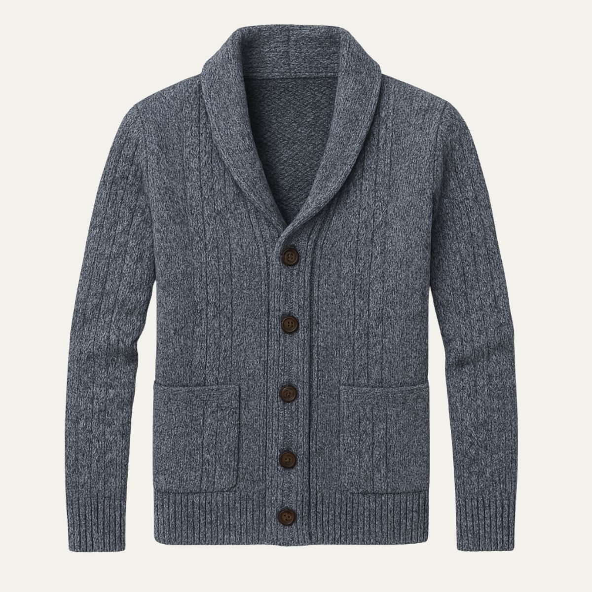Classic Crew Neck Wool Cardigan Sweater
