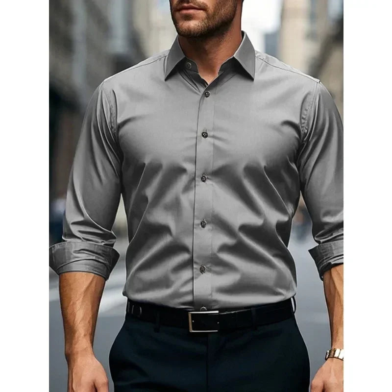 Men's Tailored Fit Dress Shirt - Traditional Long Sleeve Button Down