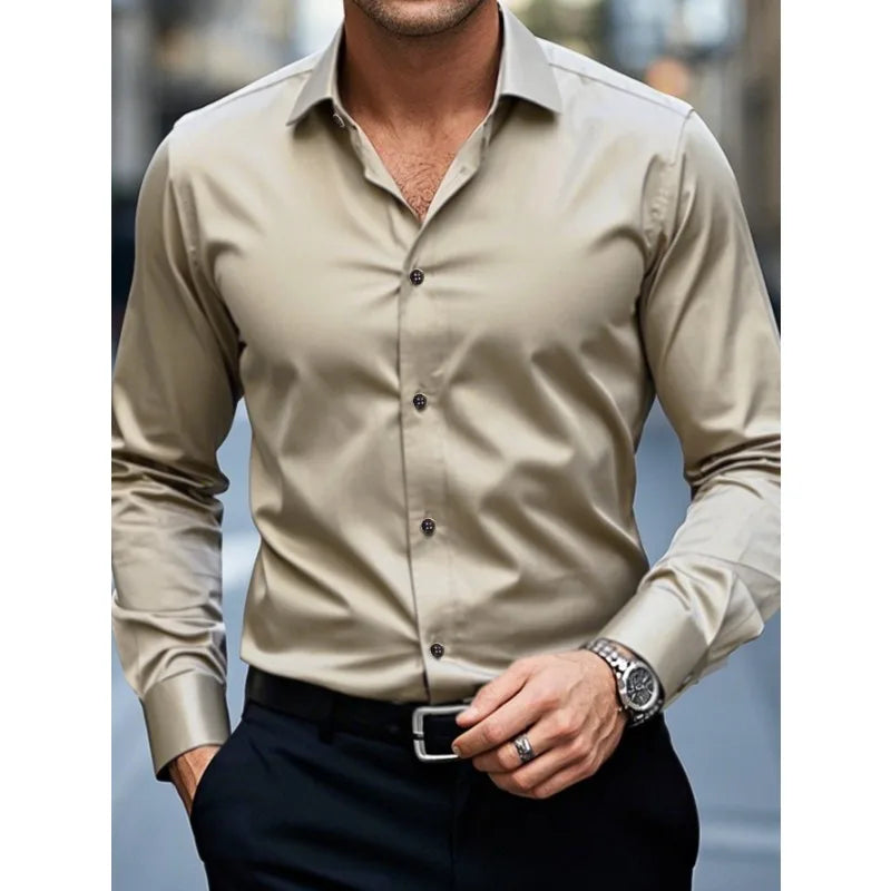 Men's Tailored Fit Dress Shirt - Traditional Long Sleeve Button Down